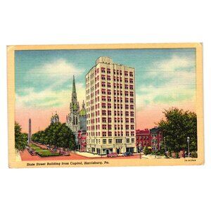 Vintage Postcard State Street Building Capitol Harrisburg Pennsylvania 1947 Post